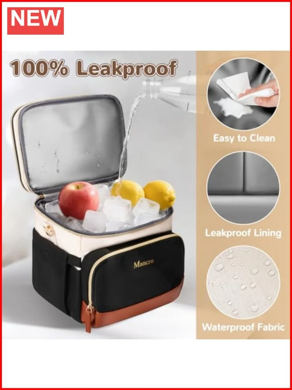 Mancro Expandable Insulated Breast Milk Cooler Bag with Ice Pack